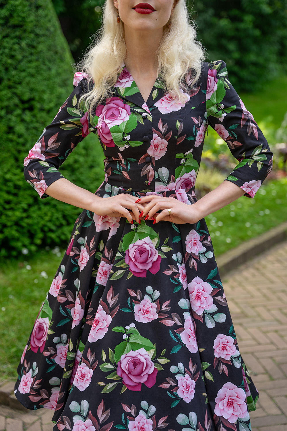 Black and pink flower dress hotsell